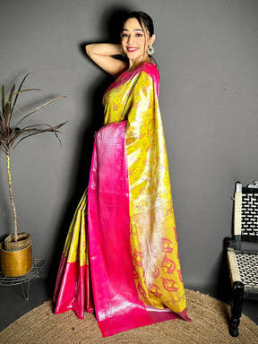 Stylish Zari One Gram Tissue Kanchi Saree