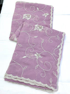 Lavender Georgette Sequin Embroidery Saree