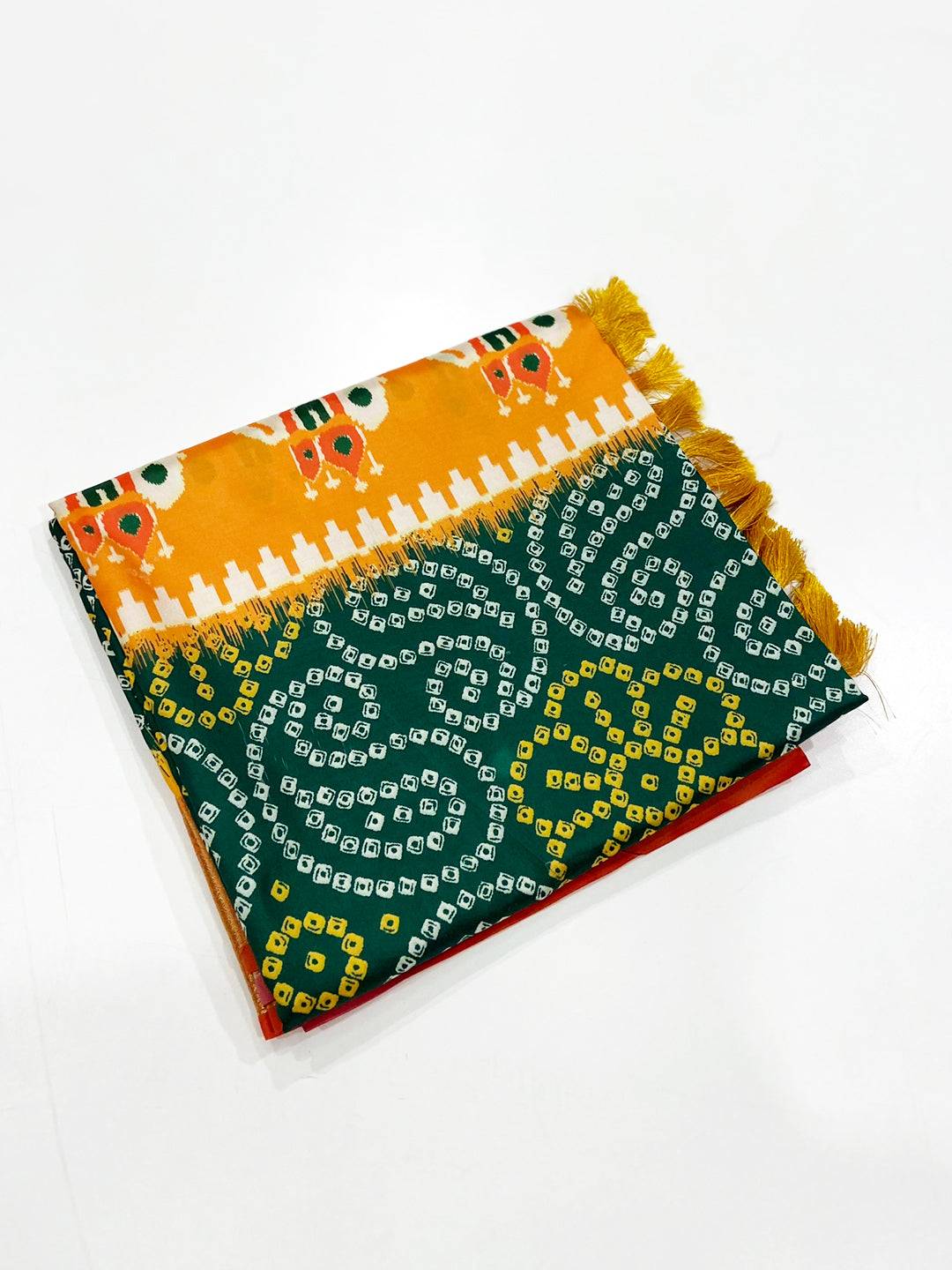 Green Bandhej Printed Banarasi Saree