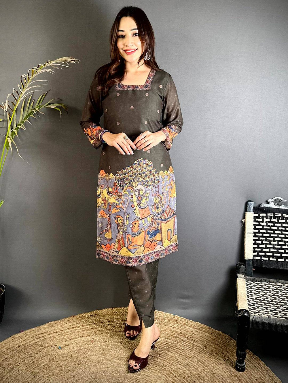 Kalamkari Square Neck Mul Kurti


