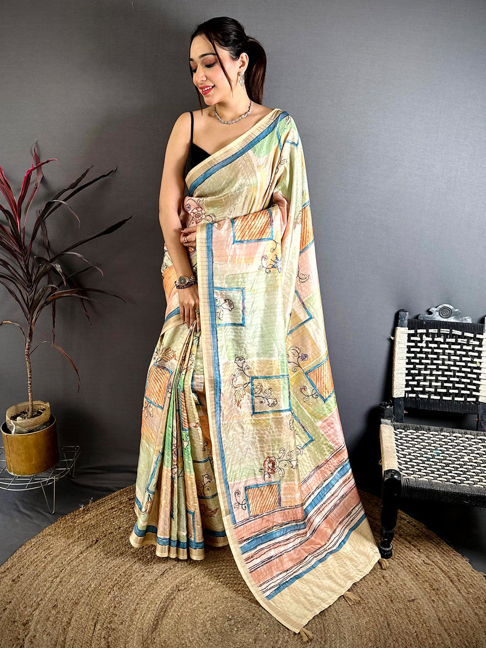 Majestic Ghicha Weave Kalamkari Saree