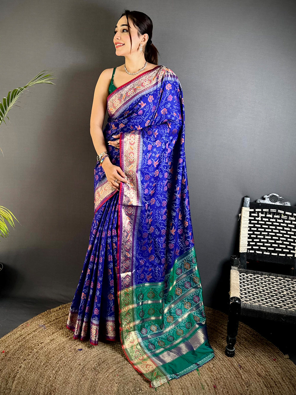 Purple Pochampally Double Ikkat Saree