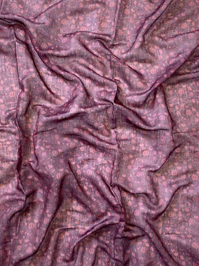 Soft Linen Ombre Pichwai Wine Saree fabric detail