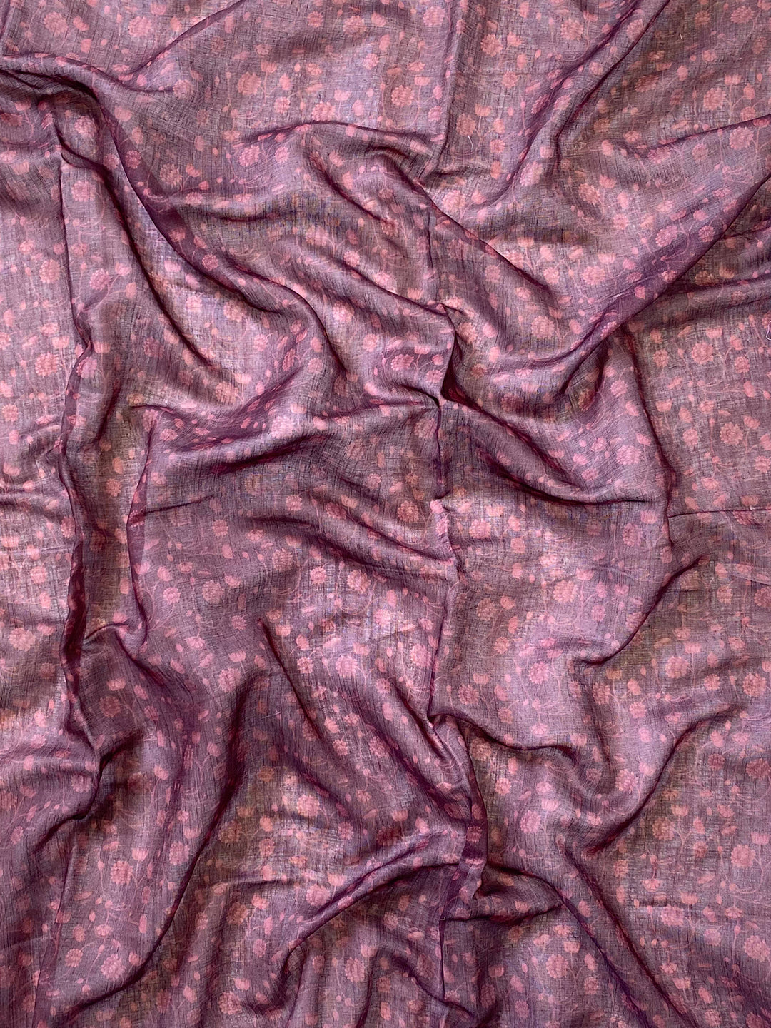 Soft Linen Ombre Pichwai Printed Wine Colour Saree