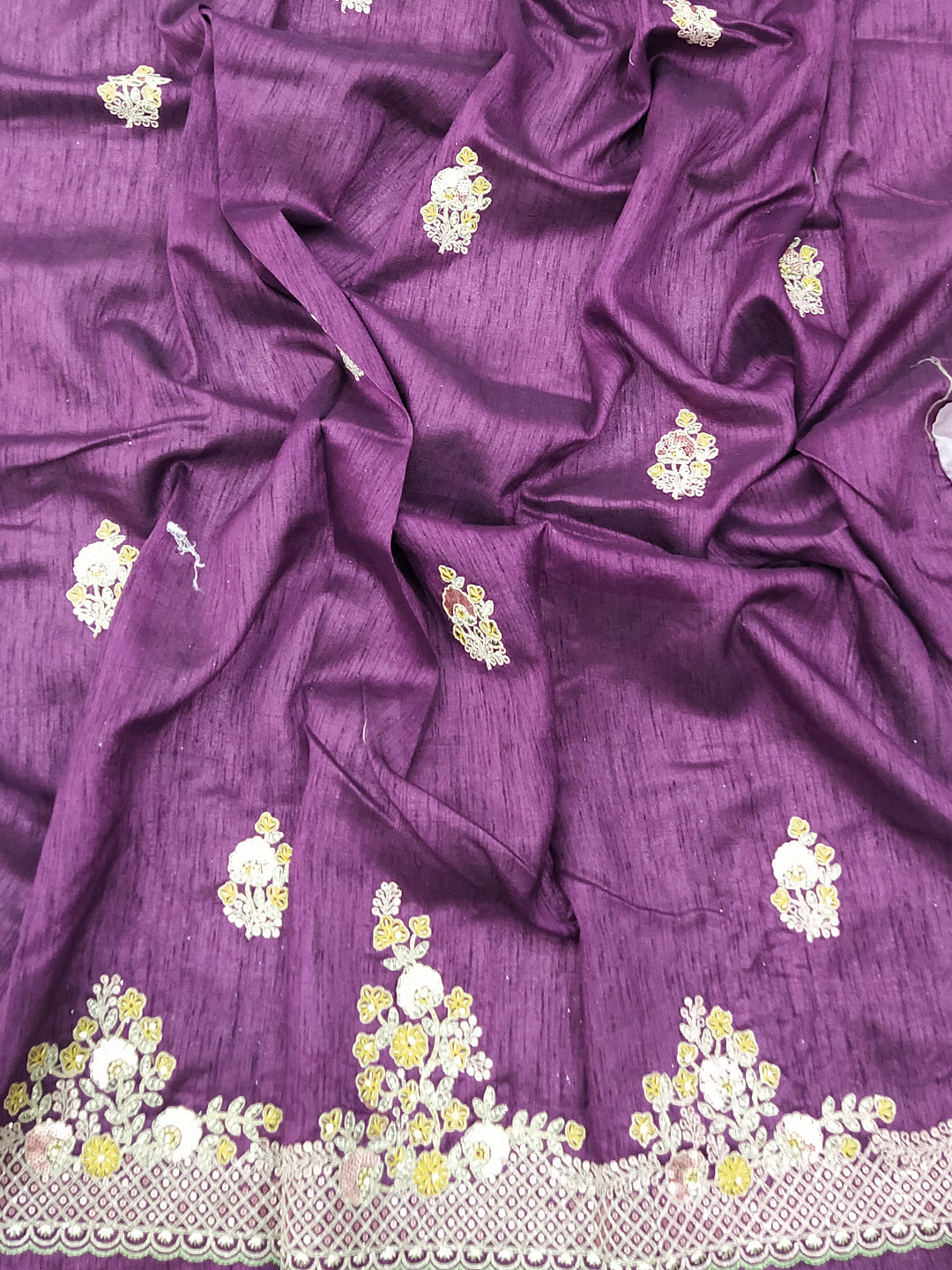 Silk Embroidered Saree With Multy Zari And Thred Work Border