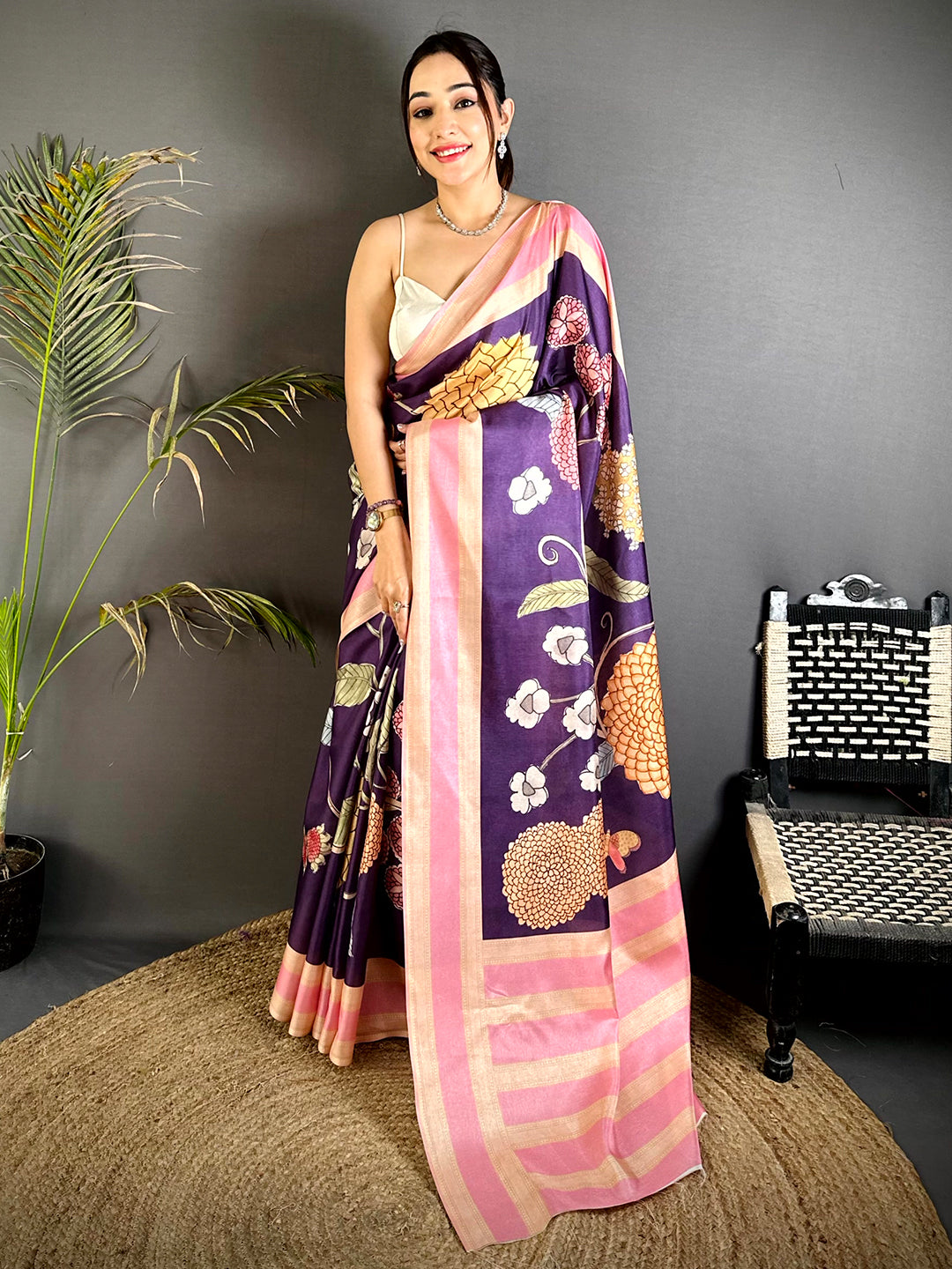 Radiant Tussar Silk Gadwal Border Saree