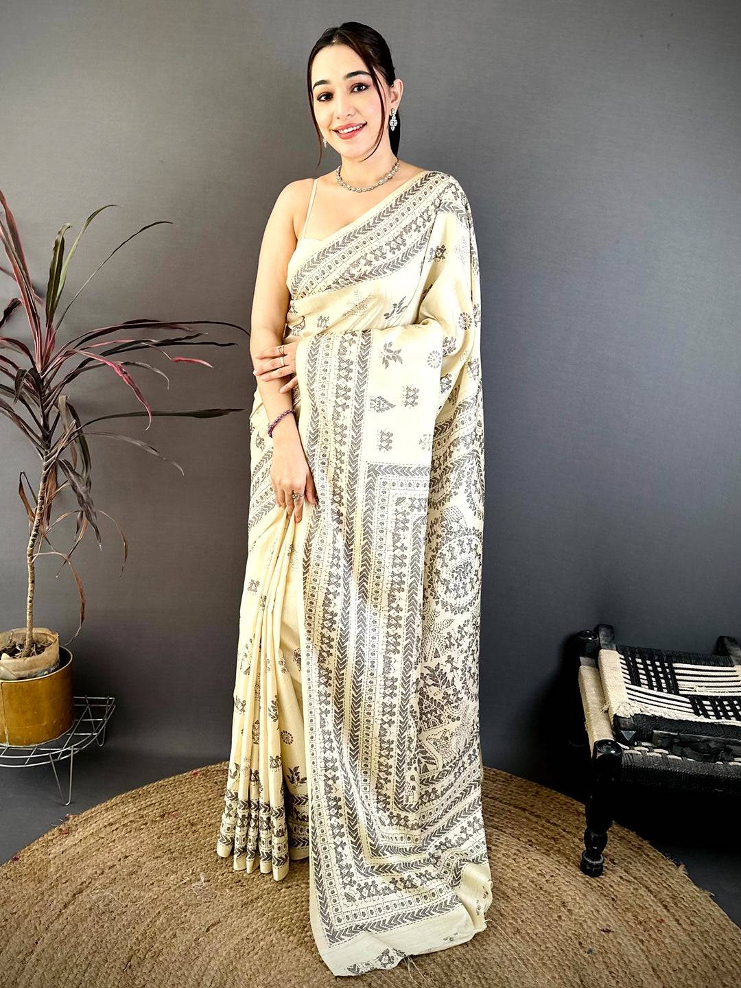 Classic Soft Ghicha Tussar Warli Print Saree