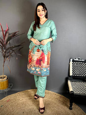 Painting Print V Neck Kurti