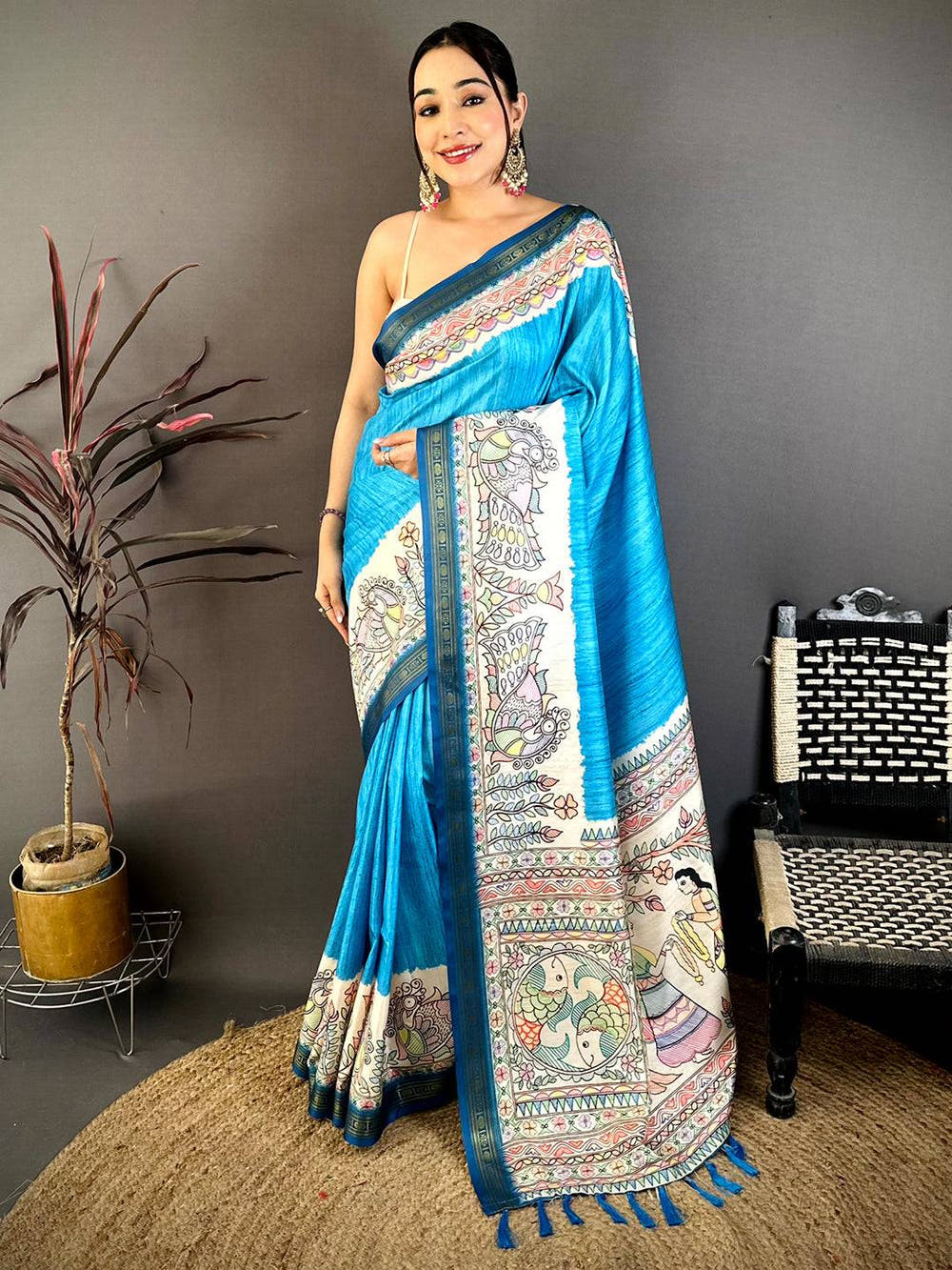 Radiance Madhubani Print Soft Silk Saree