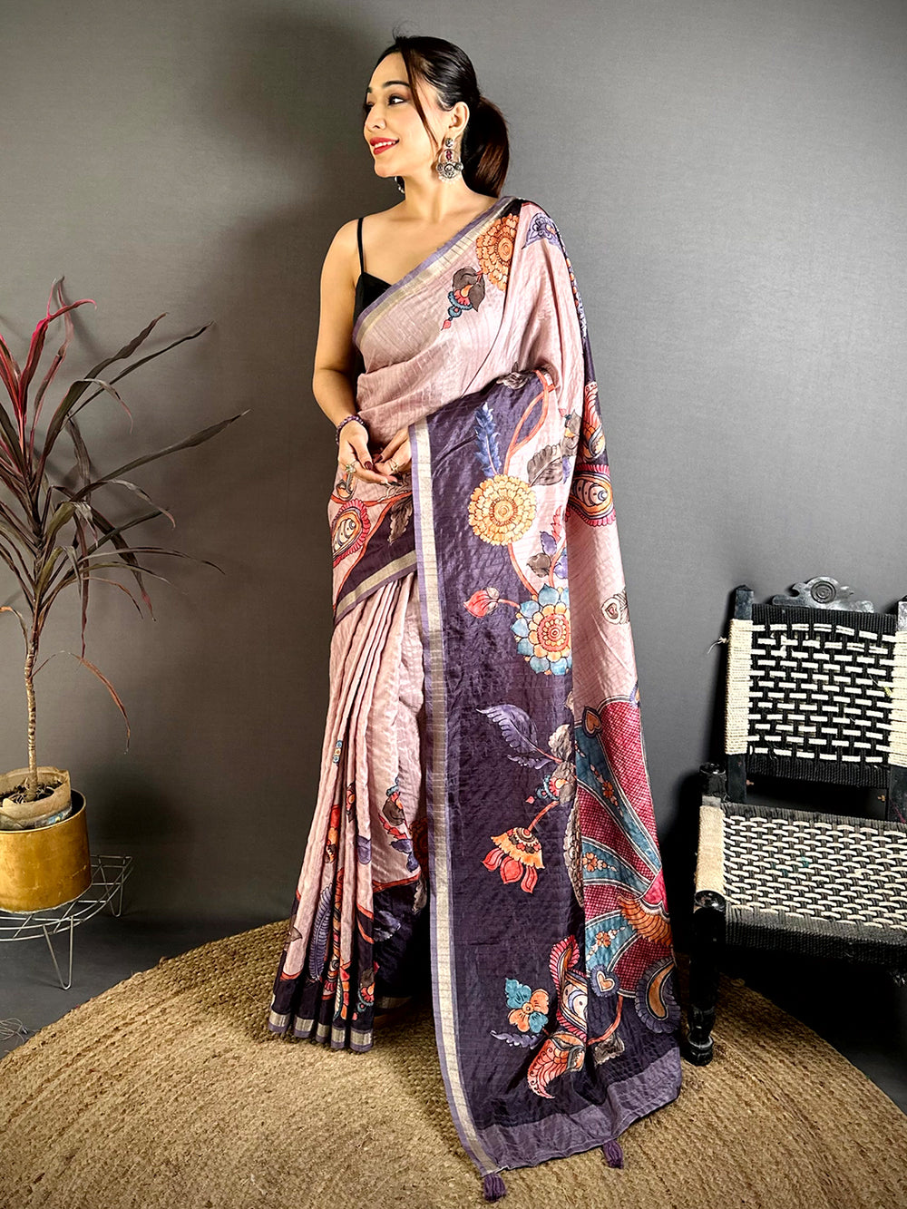 Elegance Soft Tussar Kalamkari Saree