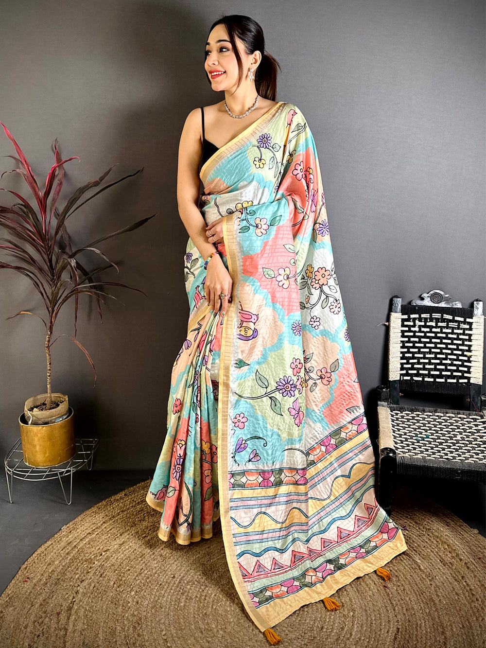 Opulent Folk Art Tussar Ghicha Saree