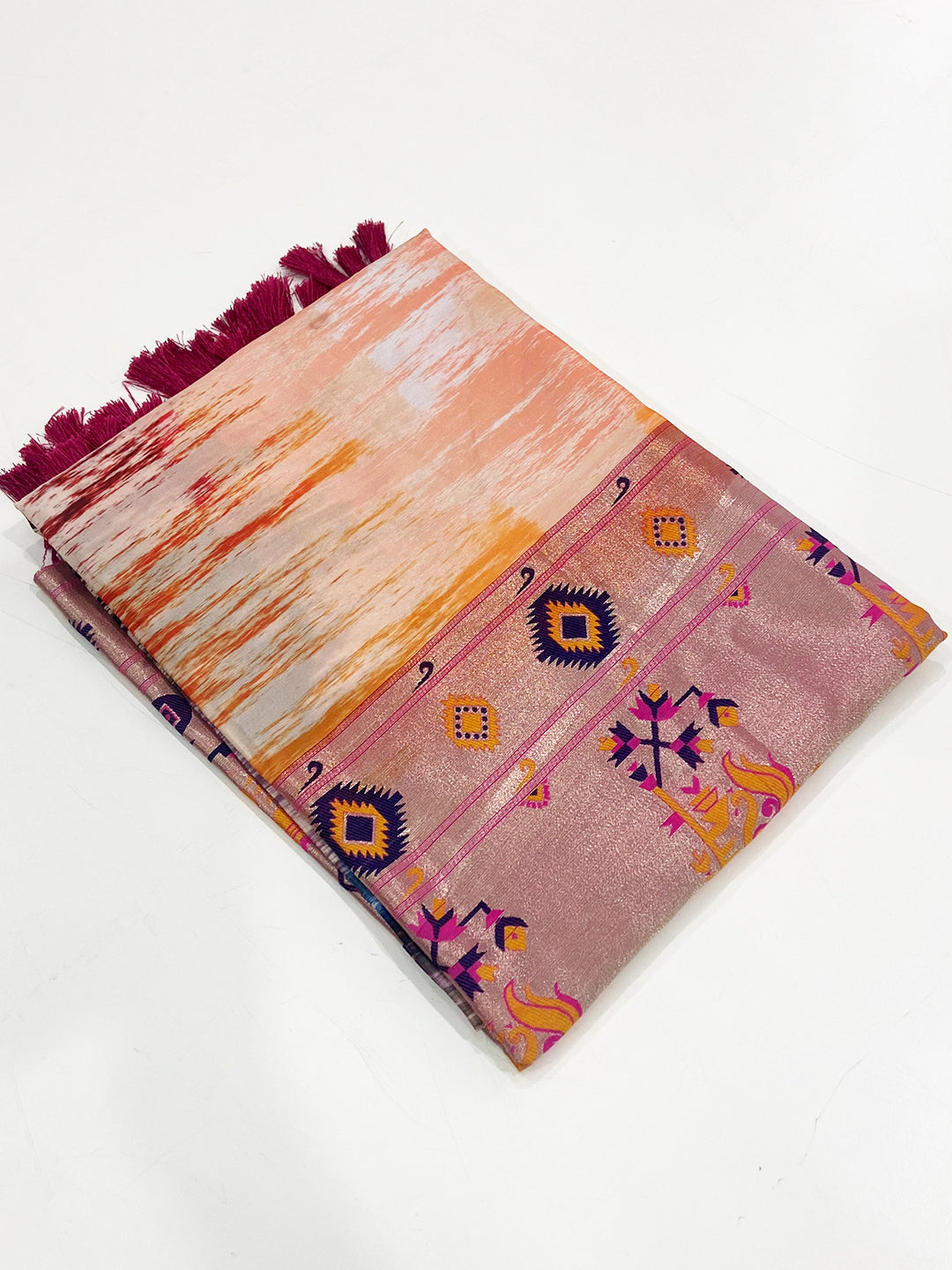 Radiant Multi Geometric Floral Pallu Saree