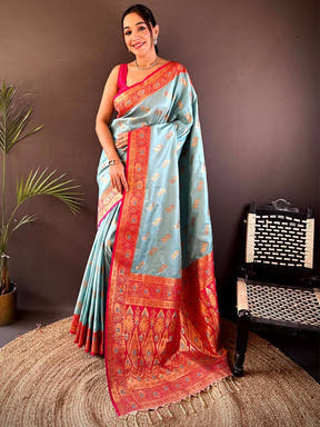 Sky Blue Soft Silk Kanjivaram Saree