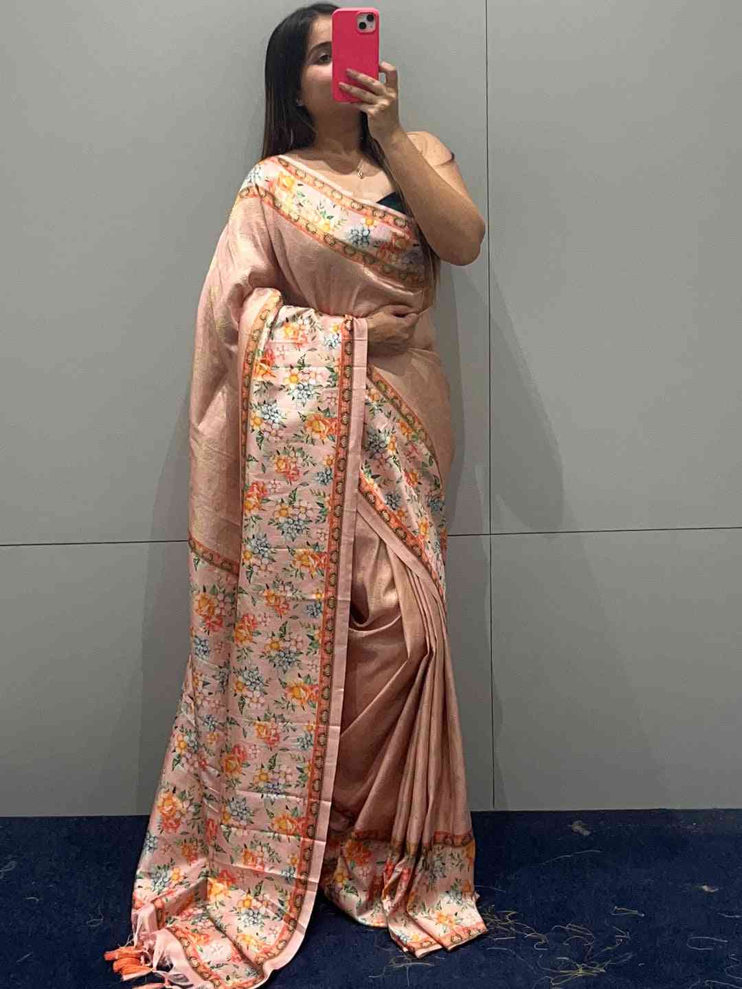 Beautiful Kanjivaram Weaving With Print Saree