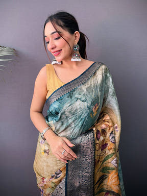 Heritage Floral Kalamkari Viscose Saree