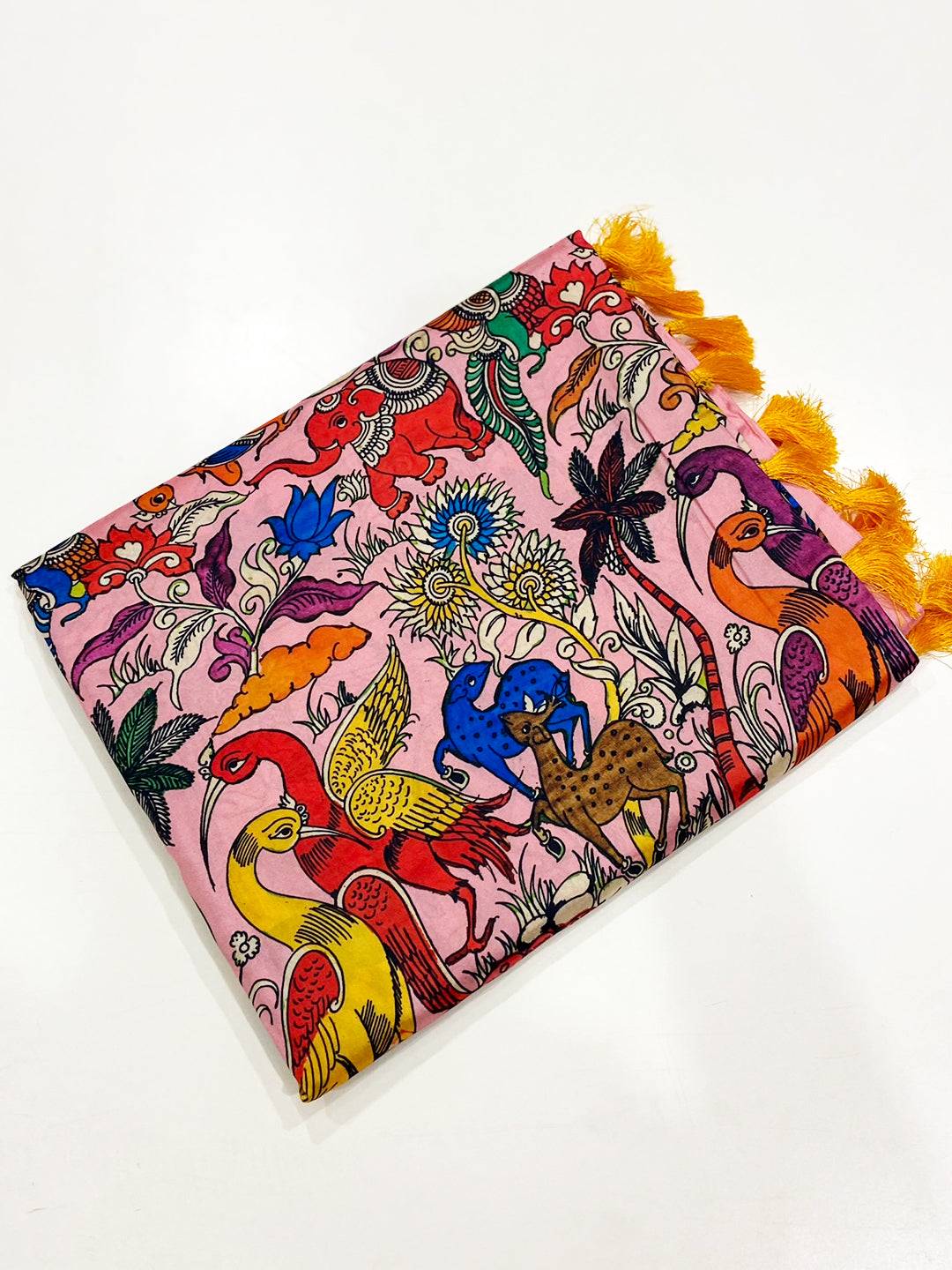 Light Pink Kalamkari Banarasi Silk Saree