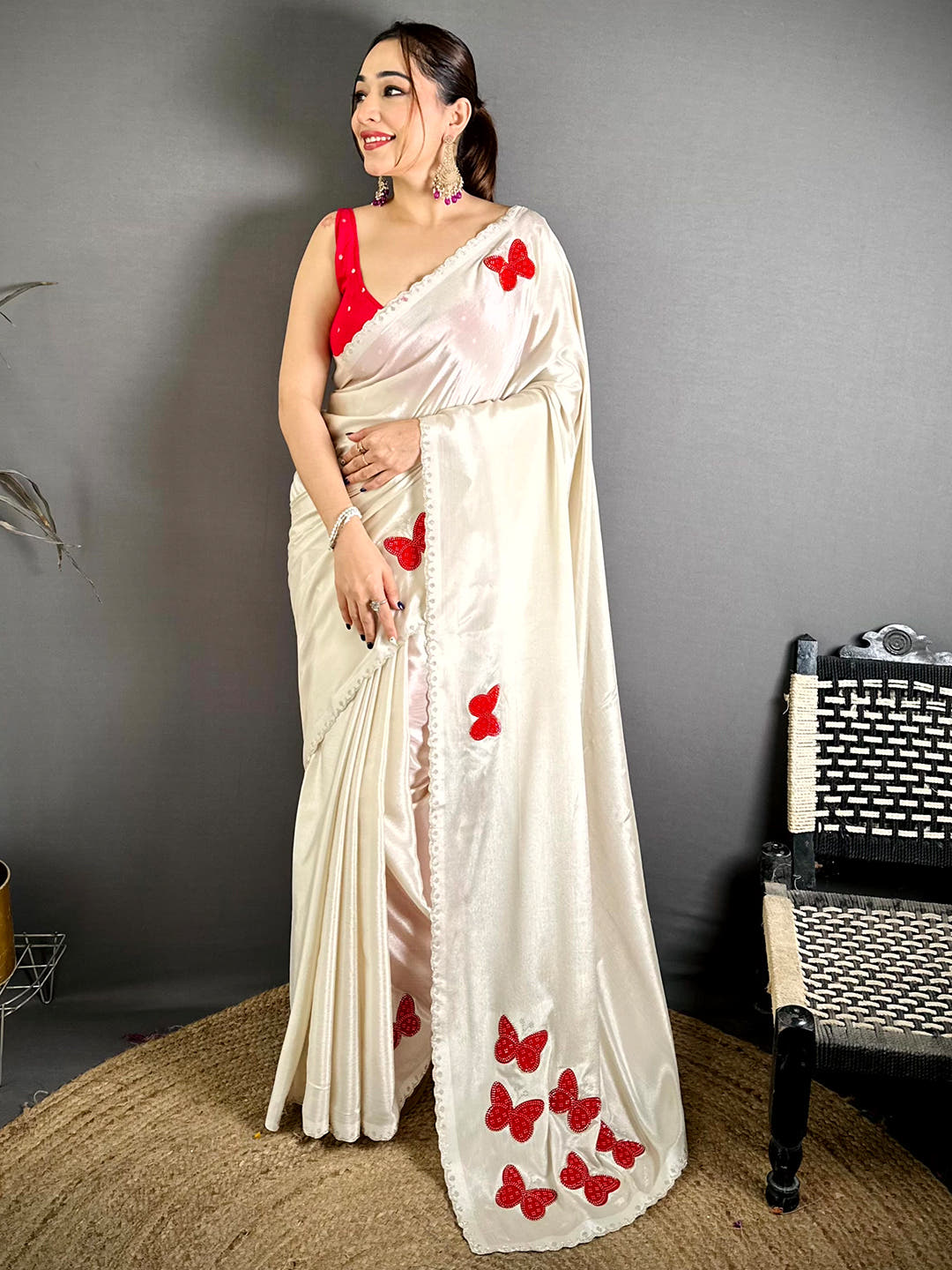 Regal Butterfly Bandhej Soft Chinnon Saree