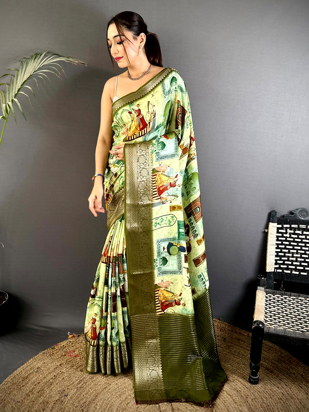 Radiance Self Zari Chex Viscose Dola Saree