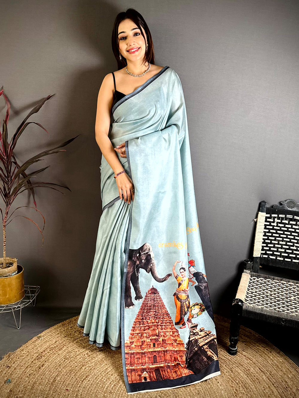 Regal Tamil Cultural Icons Digital Print saree