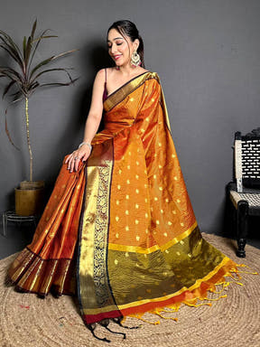 Exclusive Self Gold Zari Chex Chitpallu Saree