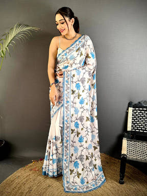 Opulent Stone Work Chinnon Floral Saree
