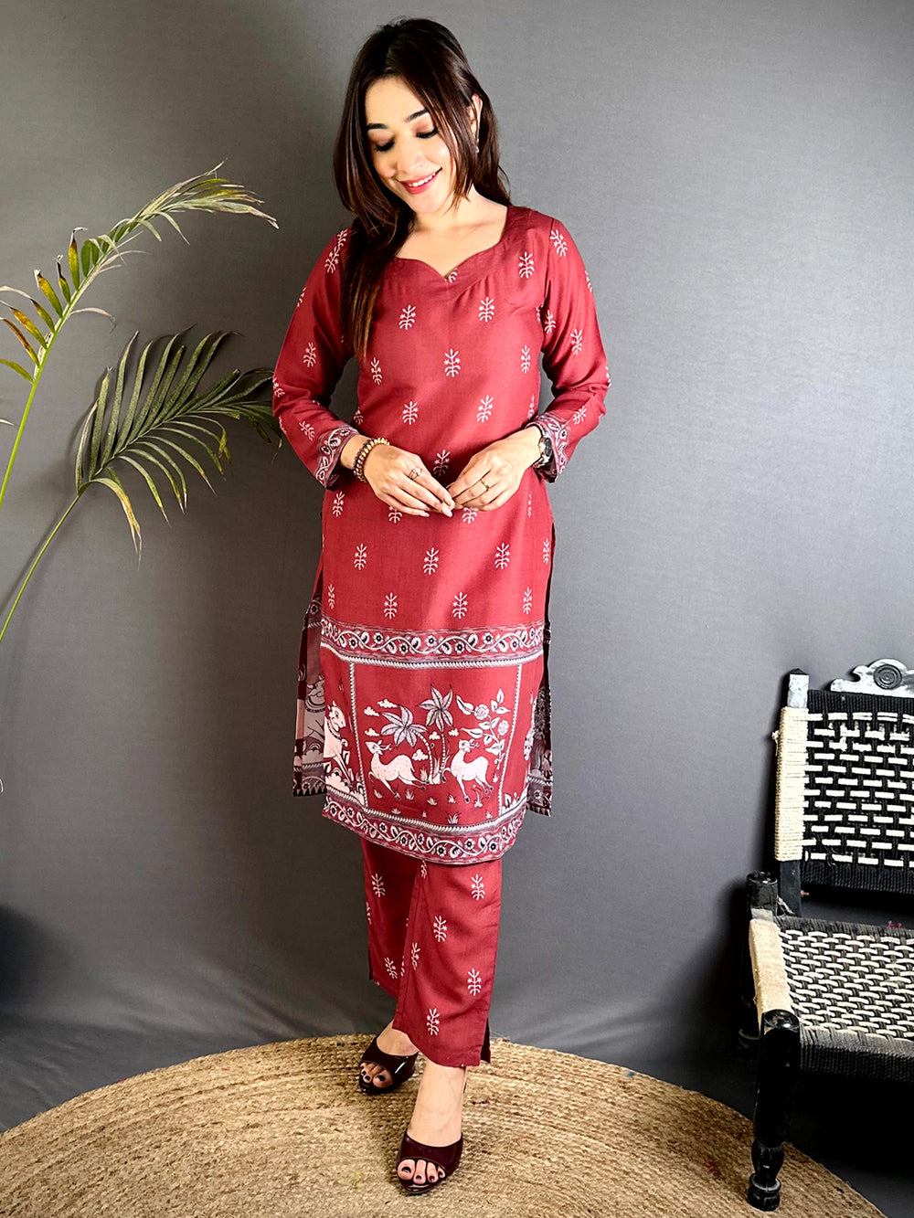 Paan Neck Kalamkari Art Kurti