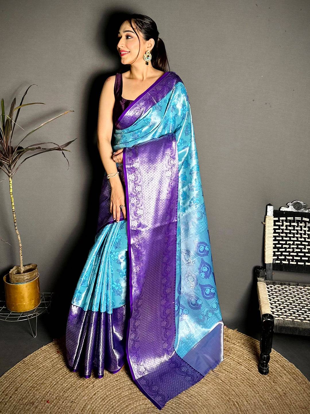Vibrant Zari One Gram Tissue Kanchi Saree