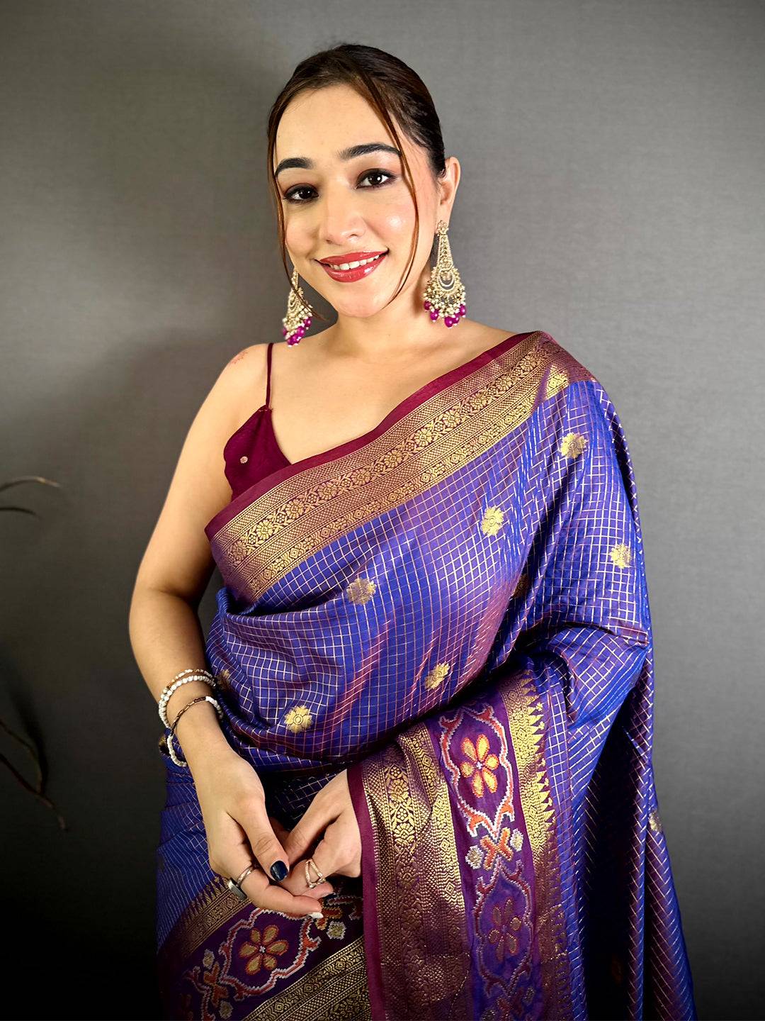 Designer Gold Zari Kanchi Silk Digital Pallu Saree