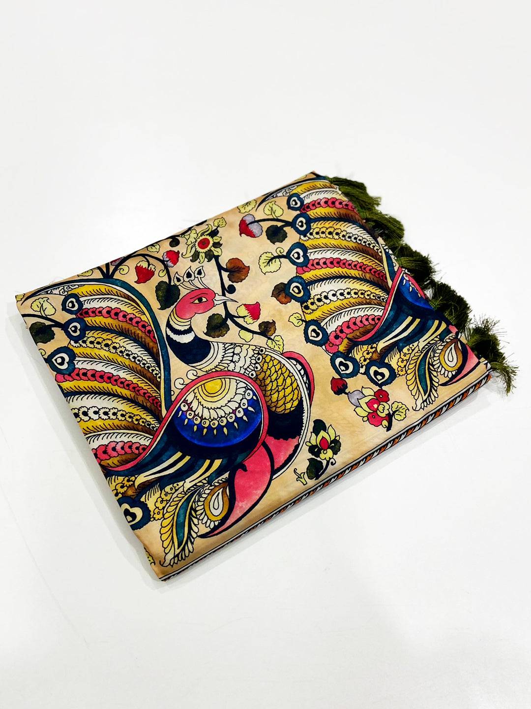 Olive Kalamkari Digital Print Pattu Saree