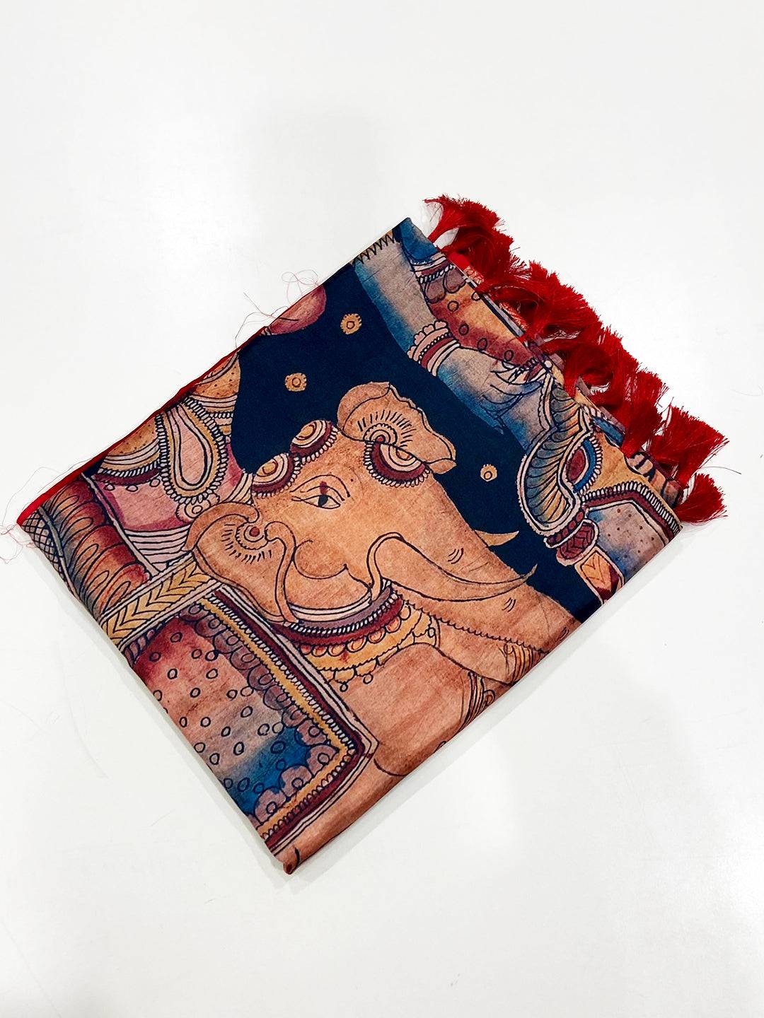 Navy Blue Banarasi Silk Kalamkari Saree