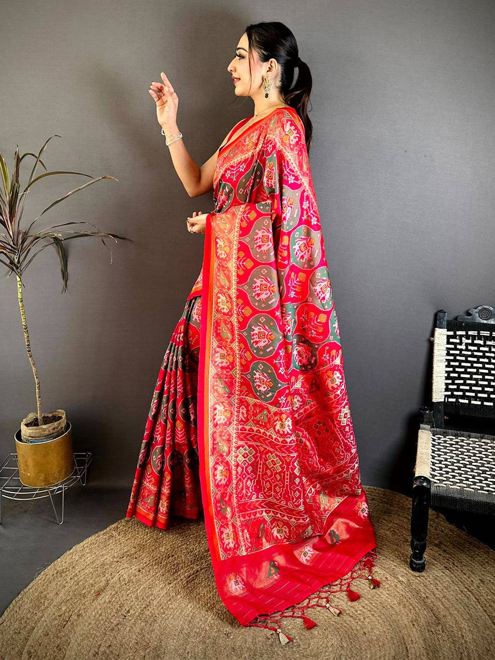 Red Patola Weave Soft Sami Silk Saree