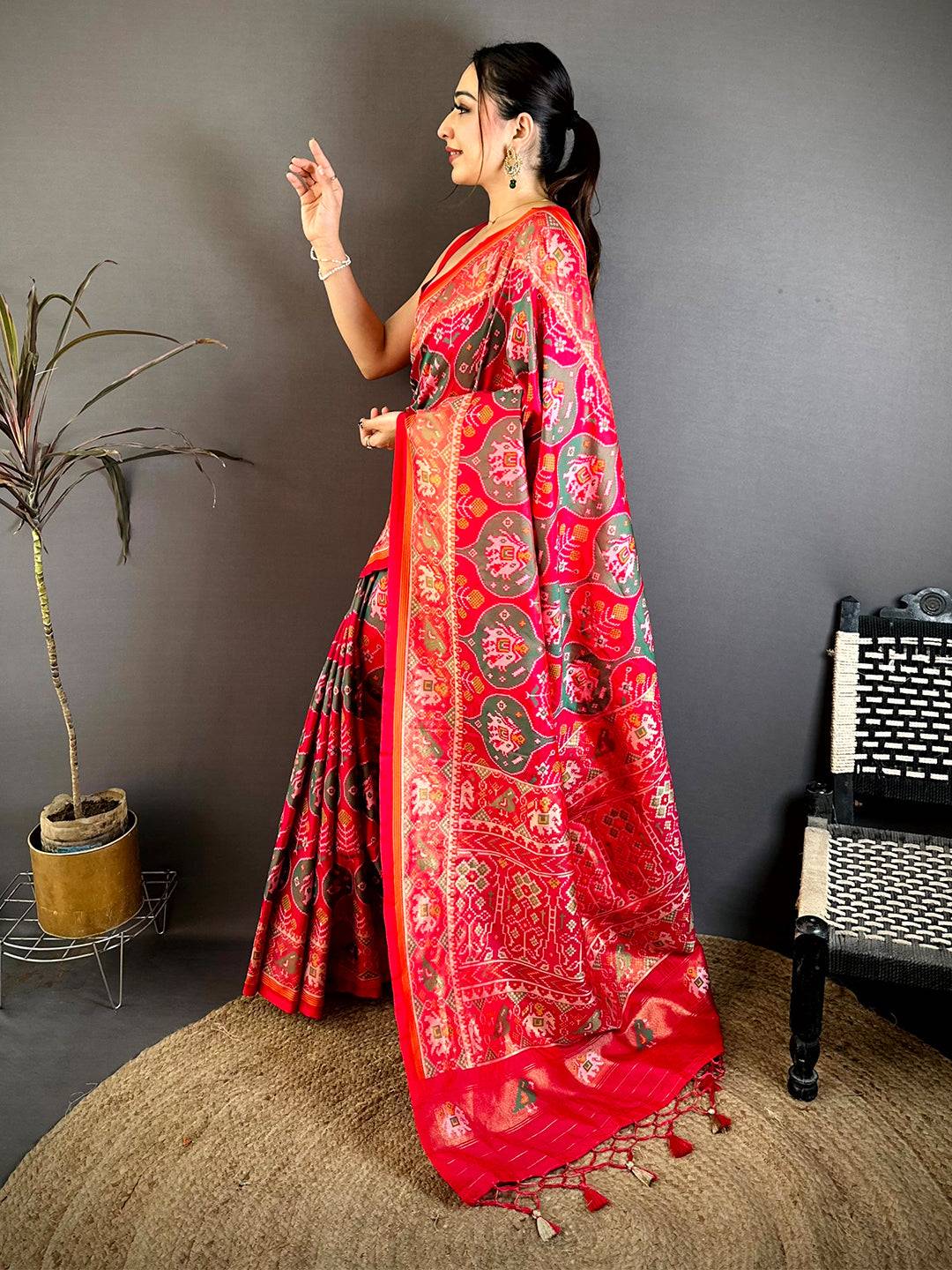 Red Patola Weave Soft Sami Silk Saree