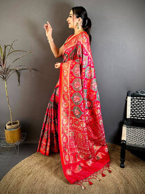 Red Patola Weave Soft Sami Silk Saree