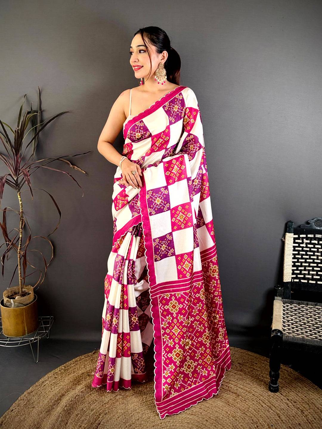 Classic Multi Box Ikkat Print Tussar Saree