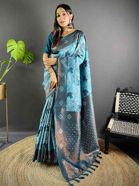 Sky Blue Soft Silk Butta Weaving Saree

