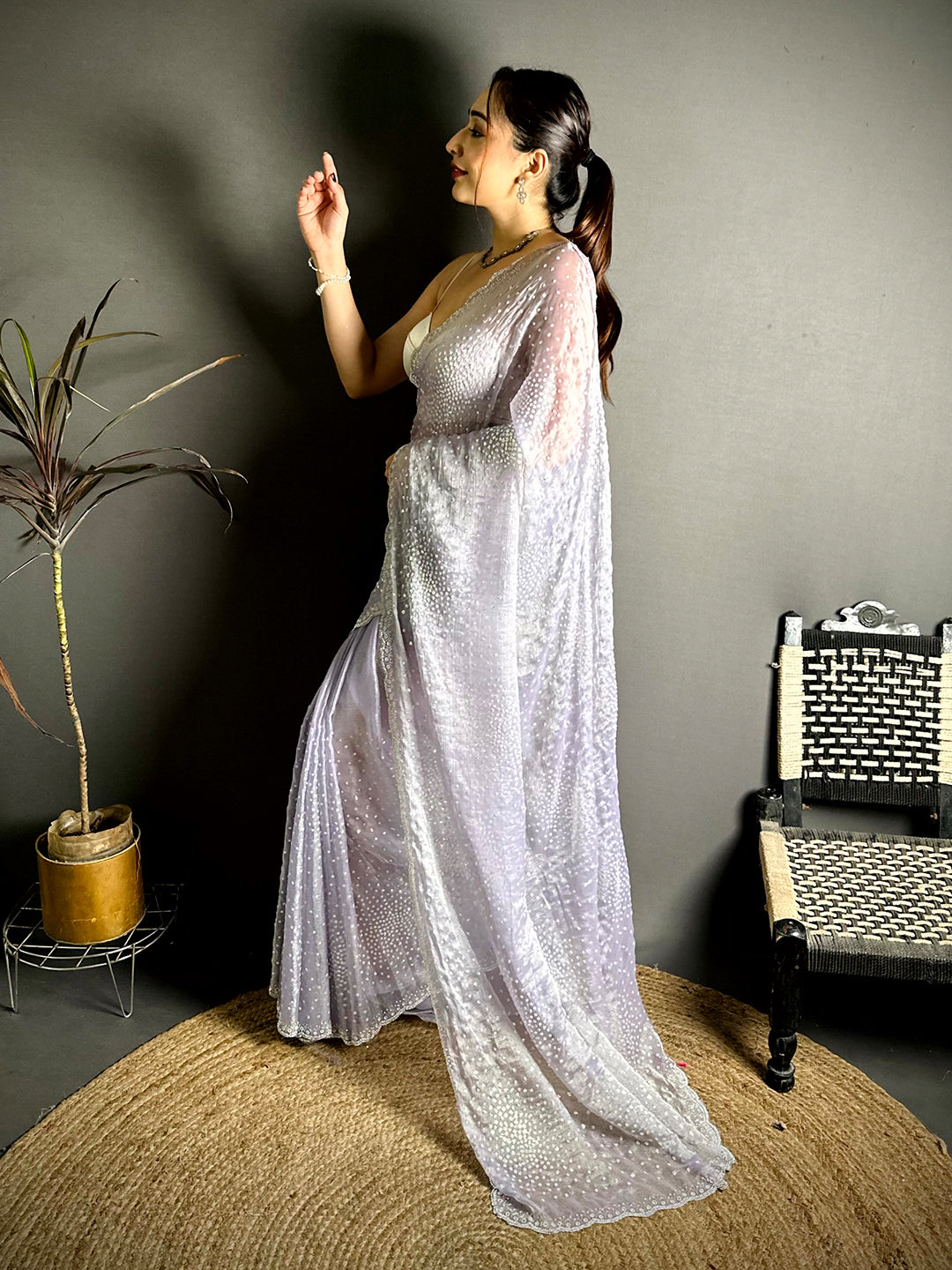 Radiant Chiffon Satin Silk Sequinne Saree