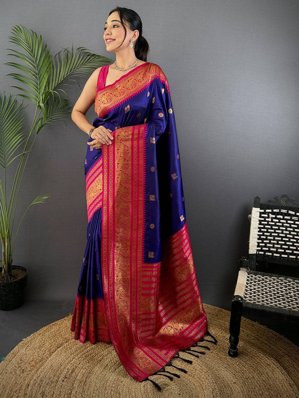 Purple Soft Gadwal Silk Saree