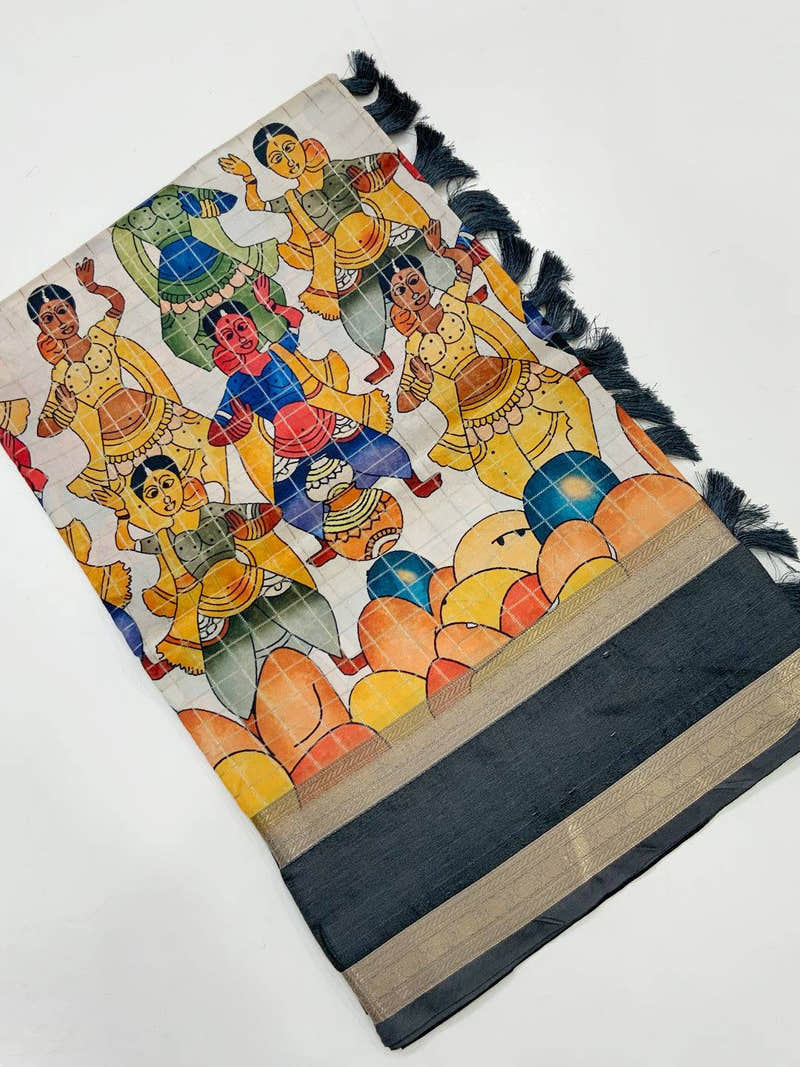 Heritage Kalamkari Satin Bentex Gadwal Saree