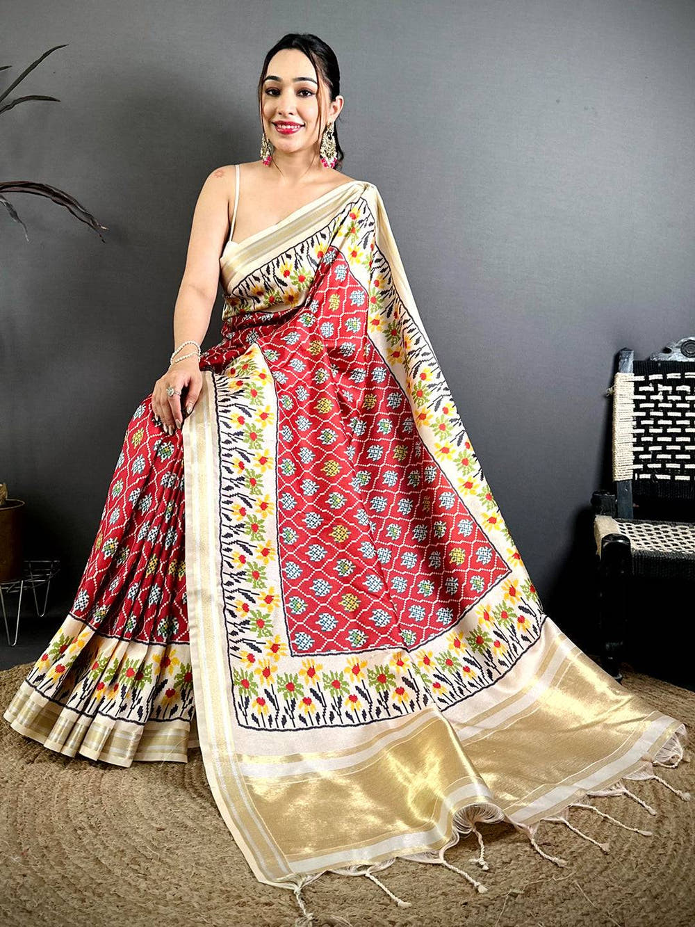 Opulent Digital Ikkat Kanchi Silk Saree