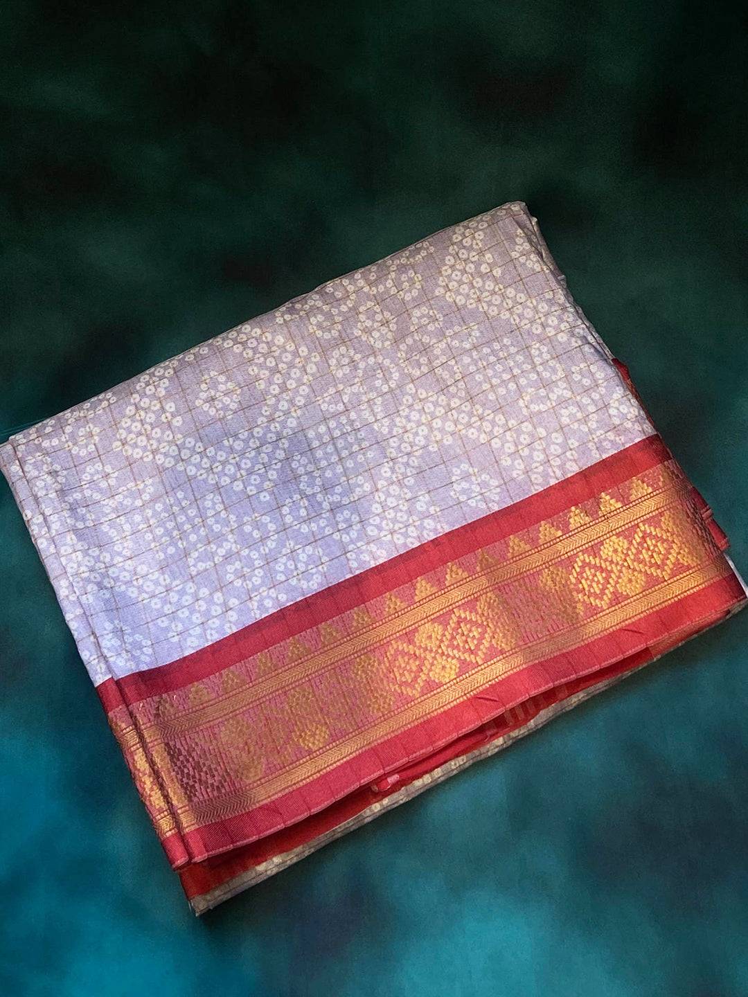 Soft Silk Grey Colour Bandhej Digital Print Saree