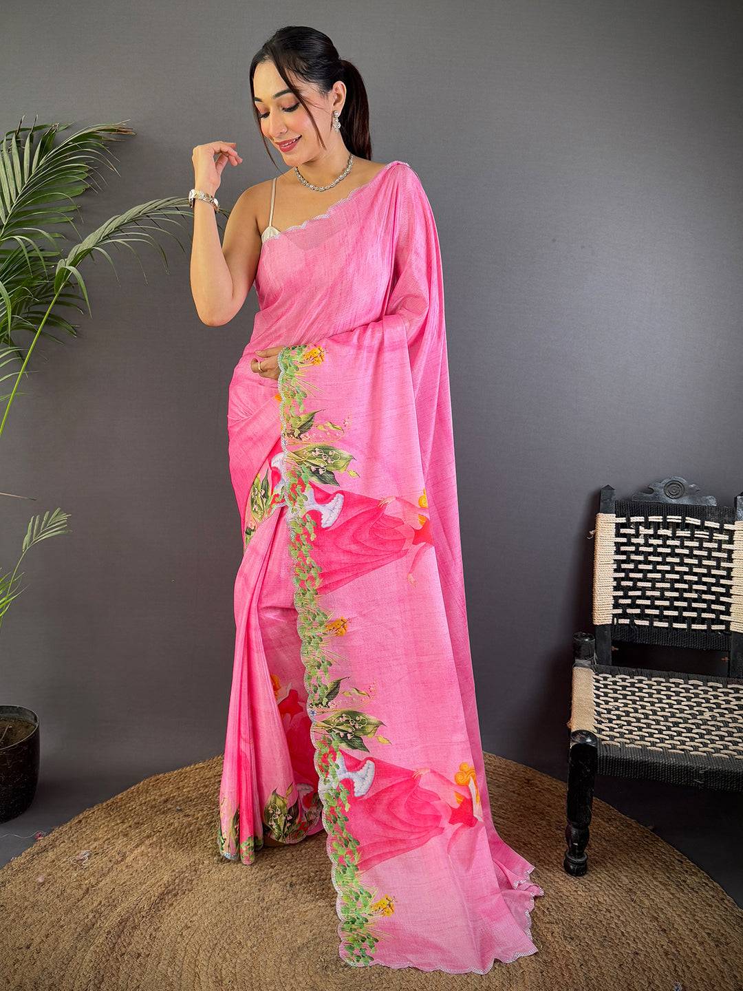 Heritage Barbie Digital Print Chinnon Saree