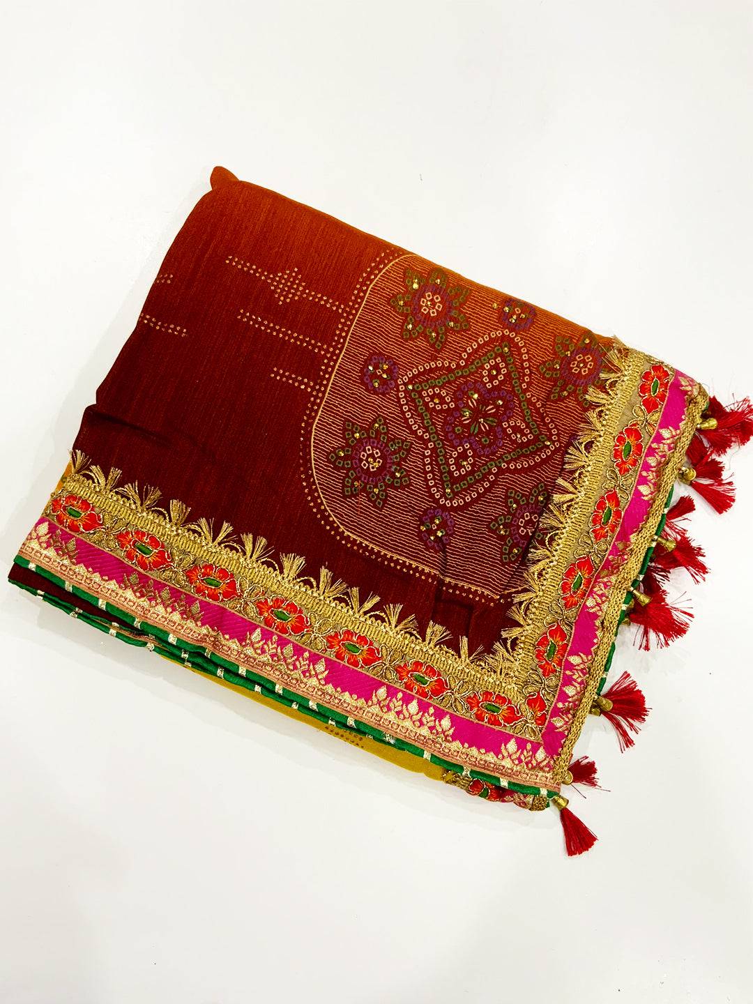 Royal Chinnon Chiffon Bandhej Saree
