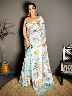 Elegant Diamond Work Chiffon Saree