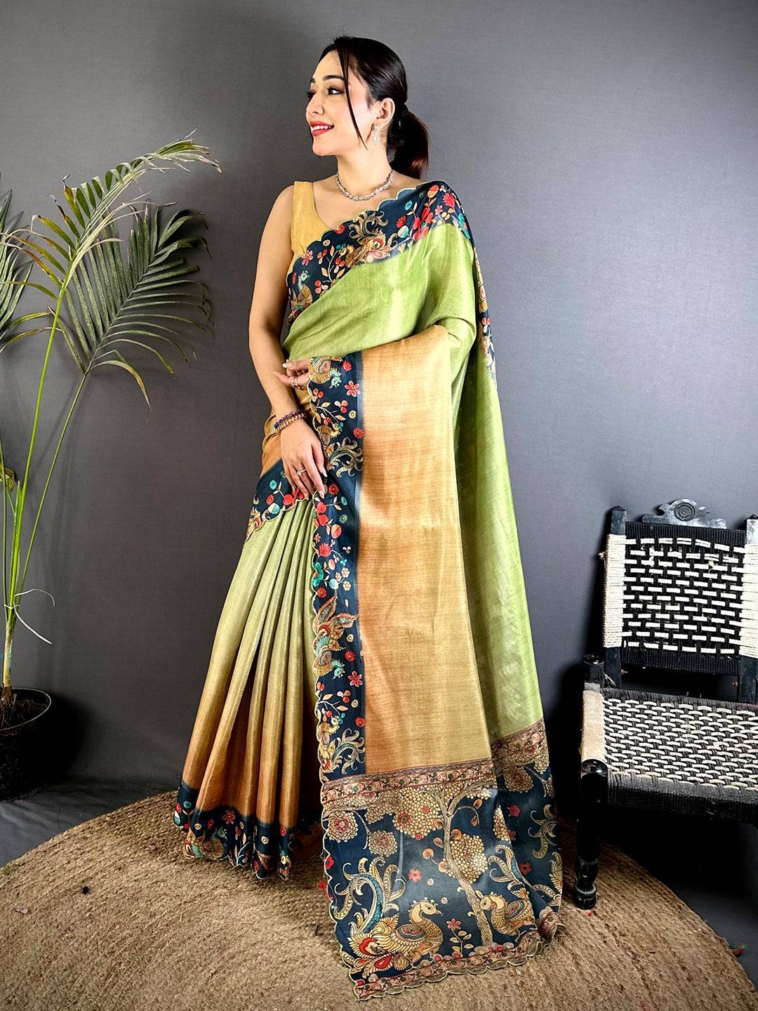 Opulent Pen Kalamkari Shibori Cutwork Saree

