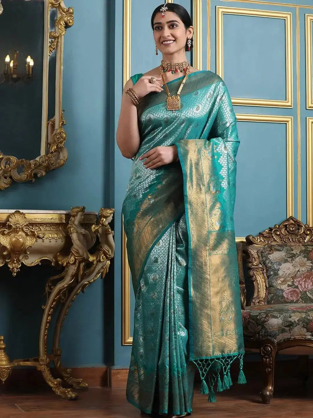 Kanjivaram Silk Saree with Zari Work 