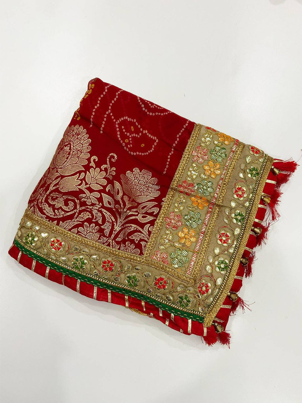 Ethnic Foil Work Chinnon Chiffon Saree