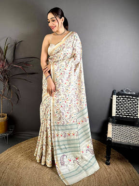 Classic Digital Kashmiri Print Soft Tussar Saree