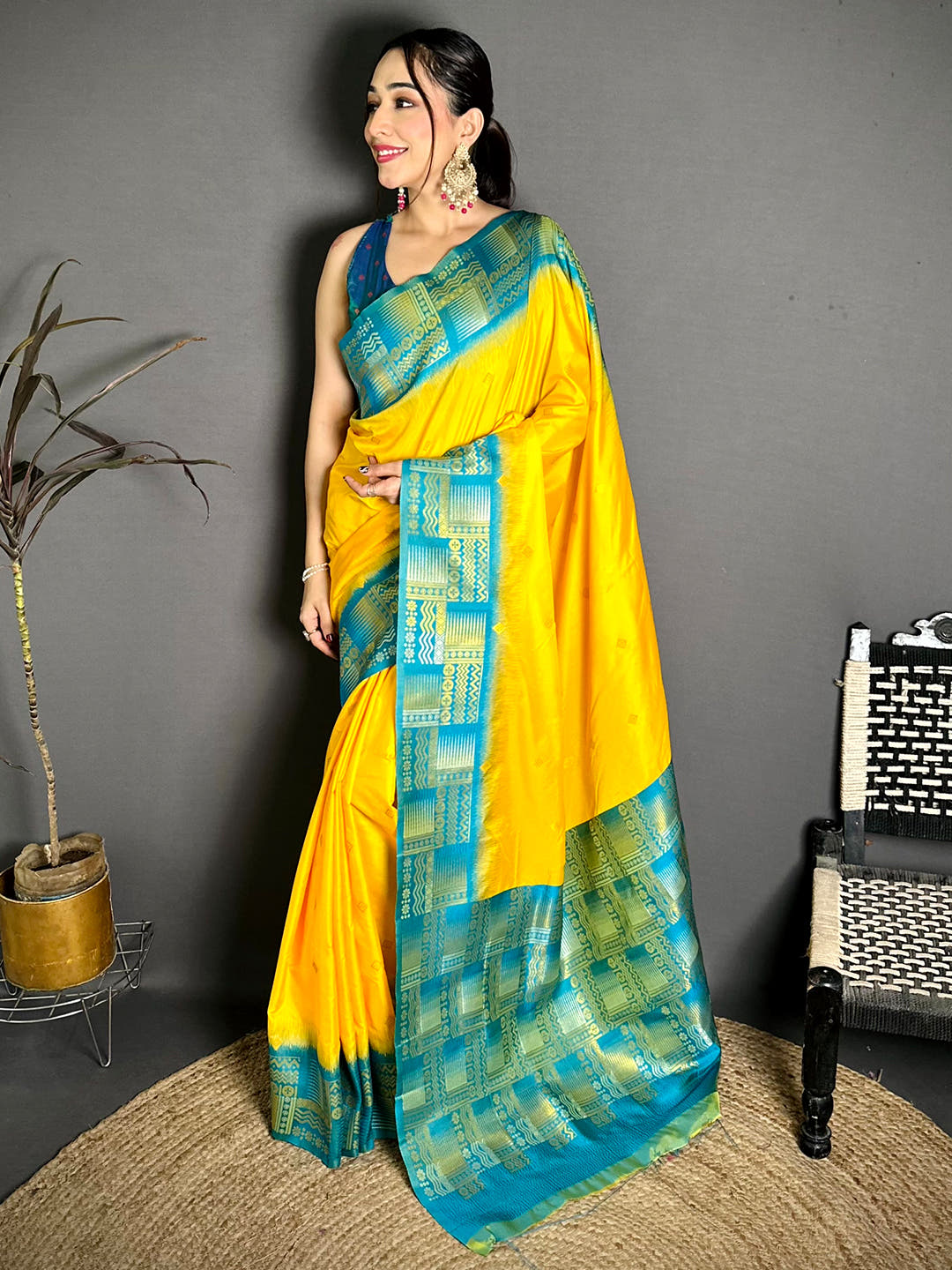 Yellow Soft Silk Kanjivaram Saree