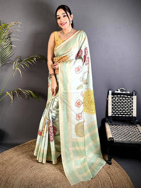 Heritage Tussar Silk Gadwal Border Saree