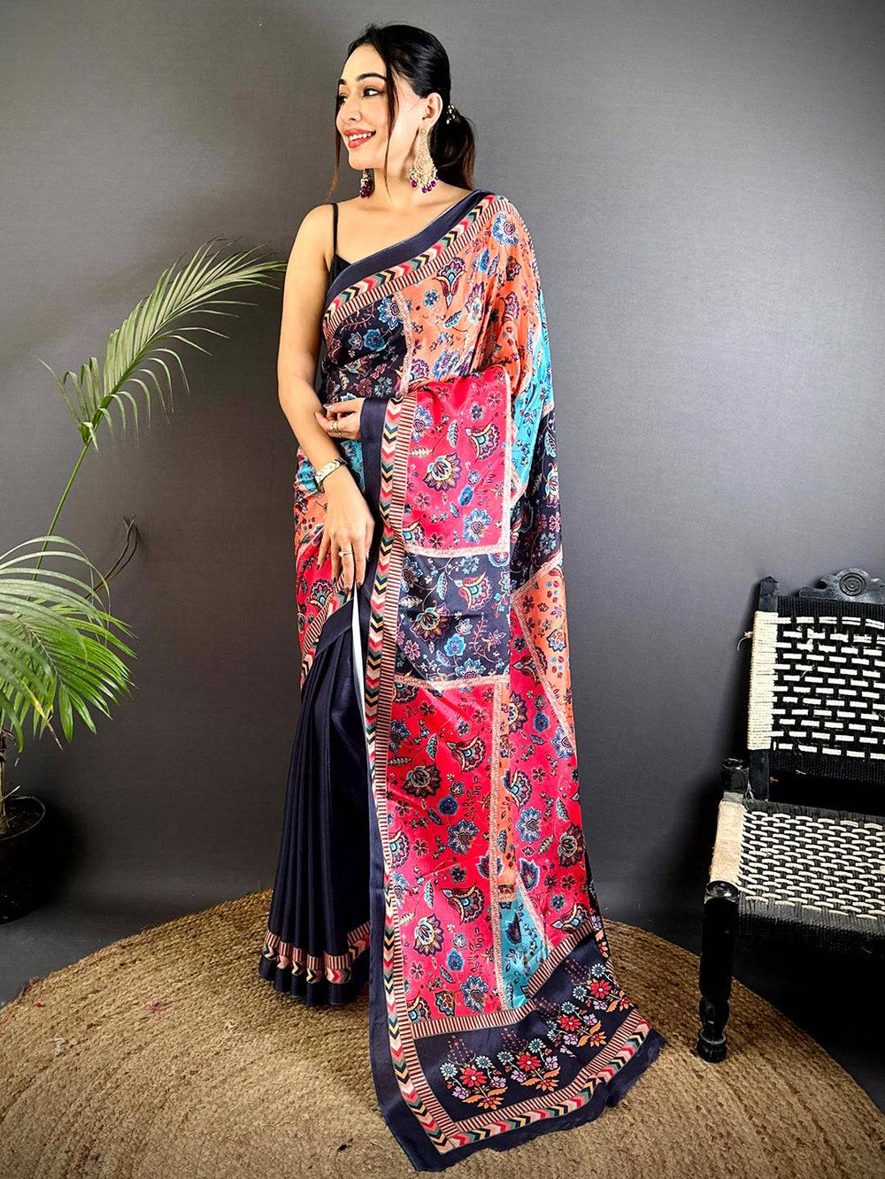 Bollywood Soft Chinnon Chiffon Floral Saree